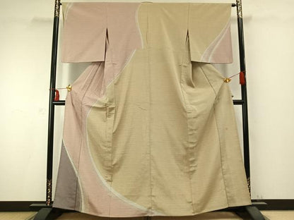 平和屋着物▽本塩沢 やまだ織 訪問着 染色作家 桐村博 単衣 絞り 流水文 正絹 逸品 AABC0381fy