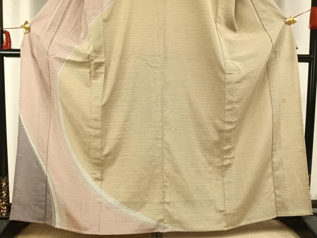 平和屋着物▽本塩沢 やまだ織 訪問着 染色作家 桐村博 単衣 絞り 流水文 正絹 逸品 AABC0381fy