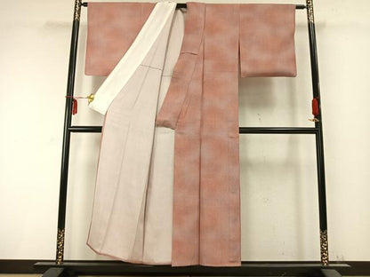 平和屋着物▽上質な小紋　単衣　縞　正絹　逸品　AABC0331fy