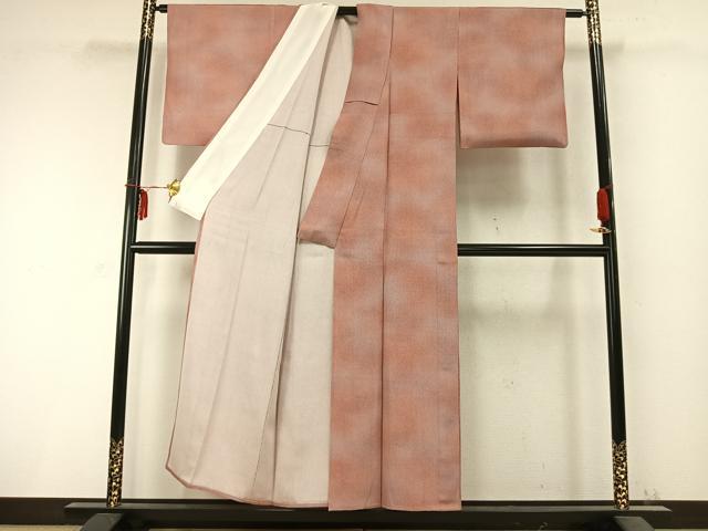 平和屋着物▽上質な小紋　単衣　縞　正絹　逸品　AABC0331fy