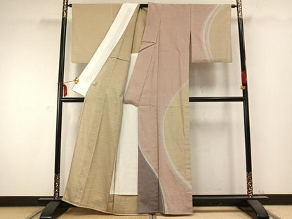 平和屋着物▽本塩沢 やまだ織 訪問着 染色作家 桐村博 単衣 絞り 流水文 正絹 逸品 AABC0381fy