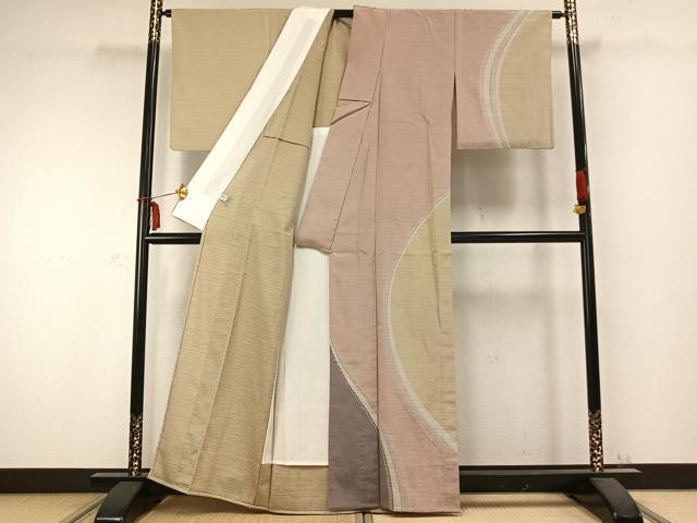 平和屋着物▽本塩沢 やまだ織 訪問着 染色作家 桐村博 単衣 絞り 流水文 正絹 逸品 AABC0381fy