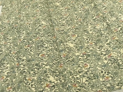 平和屋着物▽上質な小紋 単衣 型染め 草花文 鬼しぼ縮緬 正絹 逸品 未使用 AABC0333fy