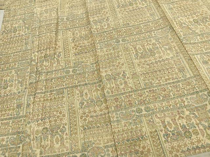 平和屋着物▽上質な紬 単衣 幾何学文様 正絹 逸品 AABC0353fy