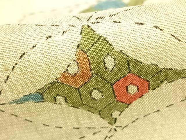 平和屋着物▽訪問着 単衣 紬地 吉祥文 正絹 逸品 AABC0352fy
