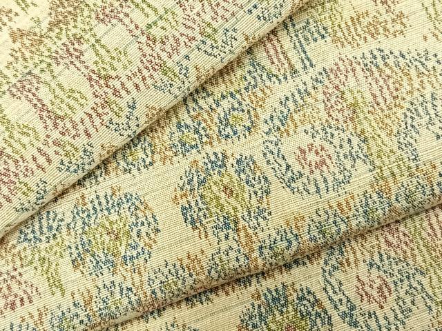 平和屋着物▽上質な紬 単衣 幾何学文様 正絹 逸品 AABC0353fy