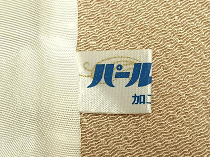 平和屋着物▽上質な色無地 単衣 蜂蜜色 鬼しぼ縮緬 正絹 逸品 AABC0367fy