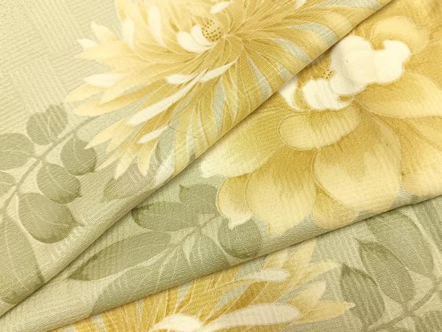 平和屋着物▽上質な小紋 単衣 草花文 正絹 逸品 AABC0371fy