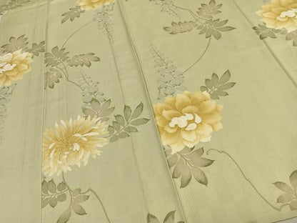 平和屋着物▽上質な小紋 単衣 草花文 正絹 逸品 AABC0371fy