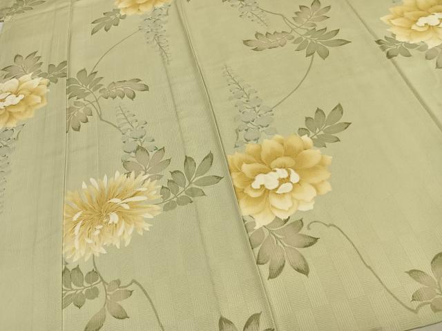 平和屋着物▽上質な小紋 単衣 草花文 正絹 逸品 AABC0371fy