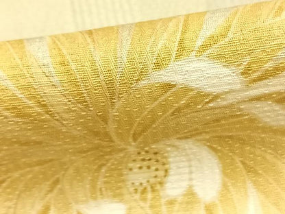 平和屋着物▽上質な小紋 単衣 草花文 正絹 逸品 AABC0371fy