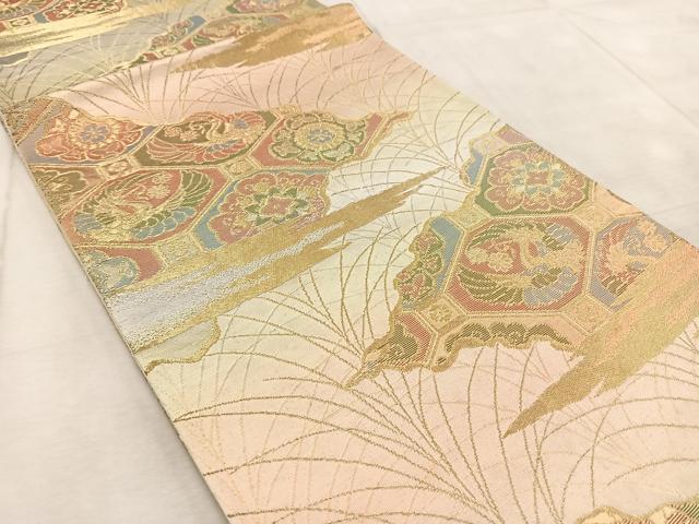 平和屋着物◎六通柄袋帯　蜀江動物花文　金銀糸　正絹　逸品　BAAV4496yc