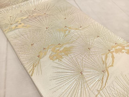 平和屋着物◎六通柄袋帯　笠松　金銀糸　正絹　逸品　BAAV4476yc