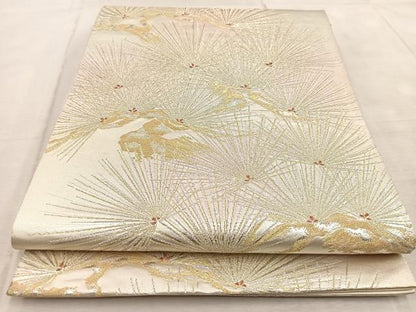 平和屋着物◎六通柄袋帯　笠松　金銀糸　正絹　逸品　BAAV4476yc
