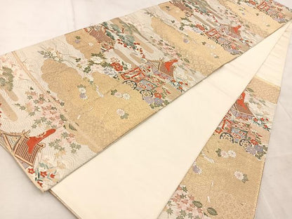平和屋着物◎六通柄袋帯　唐織　古都祭礼鉾　金糸　正絹　逸品　BAAV4616yc
