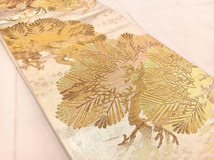 平和屋着物◎六通柄袋帯 笠松 金銀糸 正絹 逸品 BAAV4736yc