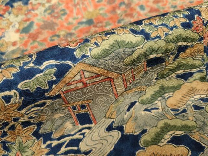 平和屋着物●訪問着　三代目　更辰　風景草花文　正絹　逸品　DAAY5124ud