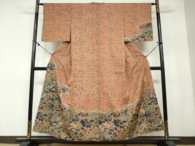 平和屋着物●訪問着　三代目　更辰　風景草花文　正絹　逸品　DAAY5124ud