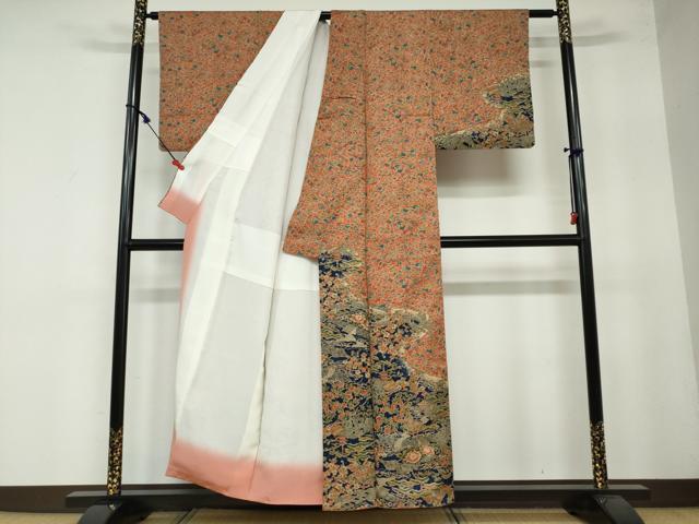 平和屋着物●訪問着　三代目　更辰　風景草花文　正絹　逸品　DAAY5124ud