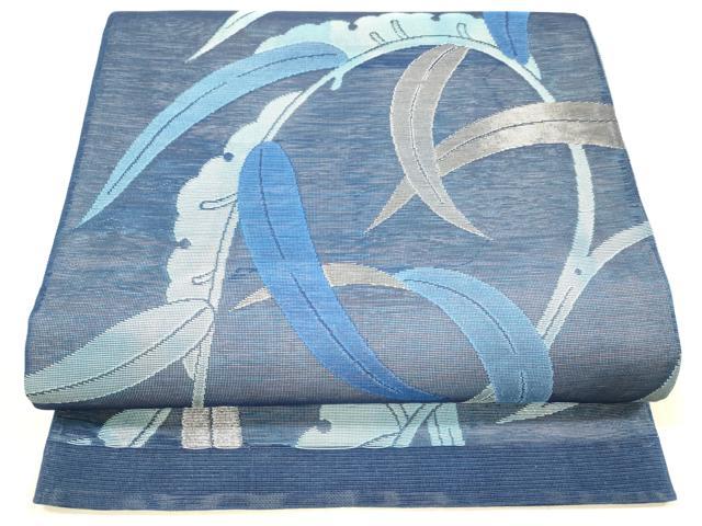 平和屋着物＊夏物 六通柄袋帯 草葉文 銀糸 正絹 逸品 DAAX8616cm