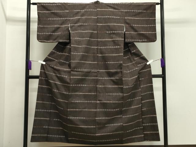 平和屋着物●上質な紬 横段吉祥文 正絹 逸品 CAAY8043gh