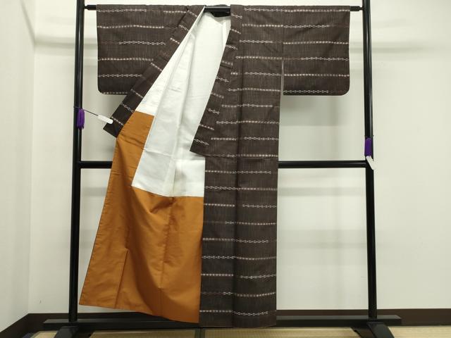 平和屋着物●上質な紬 横段吉祥文 正絹 逸品 CAAY8043gh