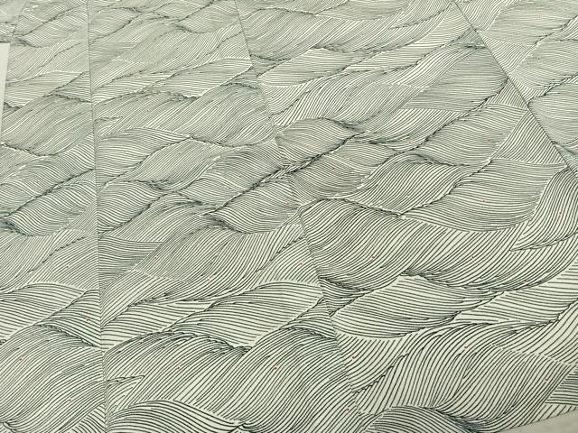 平和屋着物▽小紋　単衣　流水文　洗える着物　AABC0397fy