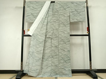 平和屋着物▽小紋　単衣　流水文　洗える着物　AABC0397fy