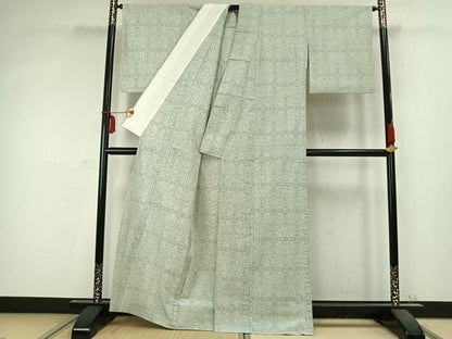 平和屋着物▽上質な紬 単衣 吉祥文様 正絹 逸品 AABC0385fy