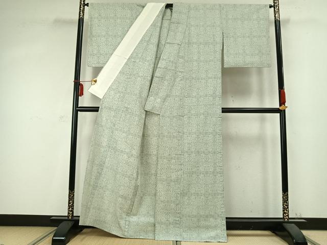 平和屋着物▽上質な紬 単衣 吉祥文様 正絹 逸品 AABC0385fy