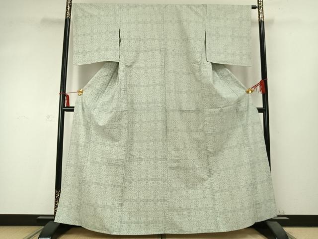 平和屋着物▽上質な紬 単衣 吉祥文様 正絹 逸品 AABC0385fy
