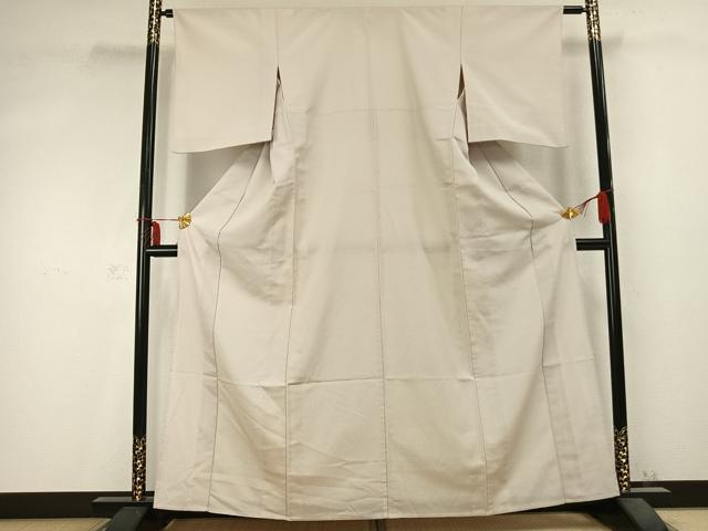 平和屋着物▽上質な色無地 単衣 灰梅色 正絹 逸品 AABC0392fy
