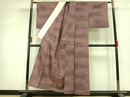 平和屋着物▽上質な紬 単衣 舞葉文 正絹 逸品 AABC0434fy