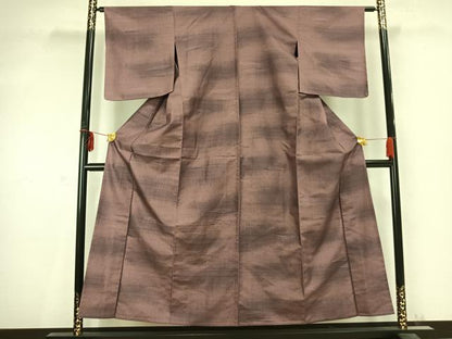 平和屋着物▽上質な紬 単衣 舞葉文 正絹 逸品 AABC0434fy