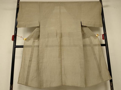 平和屋着物＊夏物 男性 小千谷ちぢみ 色無地 枯色 麻 逸品 AABC1802jd