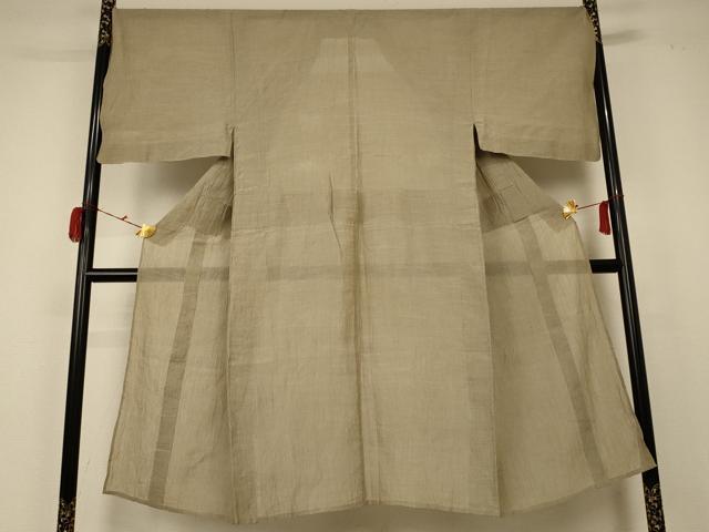平和屋着物＊夏物 男性 小千谷ちぢみ 色無地 枯色 麻 逸品 AABC1802jd