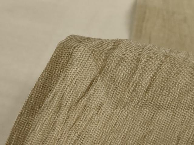 平和屋着物＊夏物 男性 小千谷ちぢみ 色無地 枯色 麻 逸品 AABC1802jd
