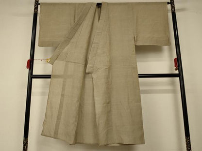 平和屋着物＊夏物 男性 小千谷ちぢみ 色無地 枯色 麻 逸品 AABC1802jd