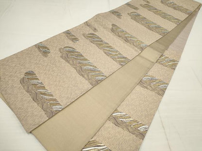 平和屋着物▼六通柄袋帯 霞流水文 金銀糸 正絹 逸品 AABB9673wj