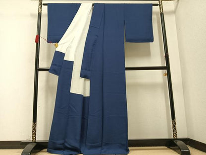 平和屋着物●上質な色無地 藍鉄色 正絹 逸品 AABC1758ph