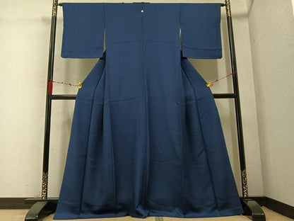 平和屋着物●上質な色無地 藍鉄色 正絹 逸品 AABC1758ph