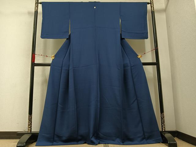 平和屋着物●上質な色無地 藍鉄色 正絹 逸品 AABC1758ph