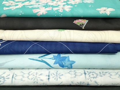 平和屋本店■夏物 小紋 絽 紗 洗える着物 まとめて20点 蝶 花柄 暈し染め 手描き 着用可能多数 se3734