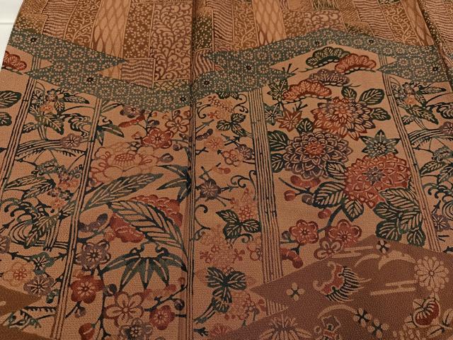 平和屋着物●訪問着　型染め　花宝尽くし　正絹　逸品　AABC2547ph