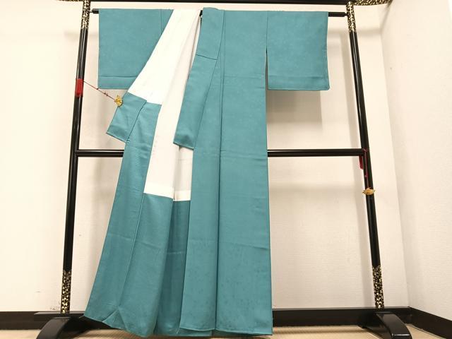 平和屋着物●上質な色無地 花地紋 浅葱色 正絹 逸品 AABC2541ph