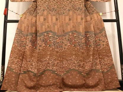 平和屋着物●訪問着　型染め　花宝尽くし　正絹　逸品　AABC2547ph