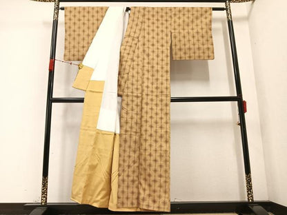 平和屋着物●上質な紬　間道　正絹　逸品　AABC2555ph
