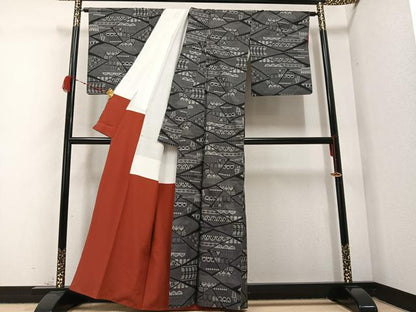 平和屋着物●本場大島紬 一元総絣 幾何学文様 正絹 逸品 AABC2551ph