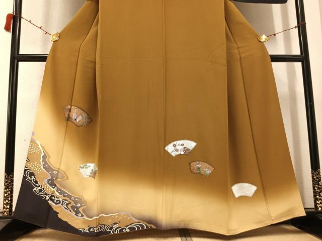 平和屋着物●訪問着 手描き 地紙花鳥文 暈し染め 金銀彩 正絹 逸品 AABC2569ph