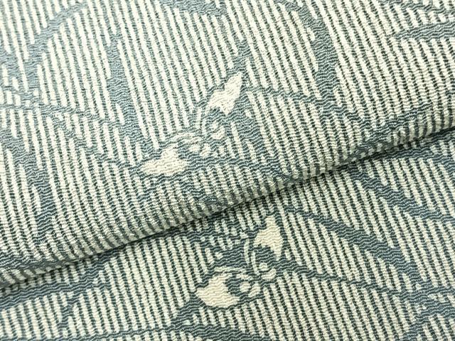 平和屋着物▽上質な小紋 単衣 舞蝶草葉文 正絹 逸品 AABC0470fy